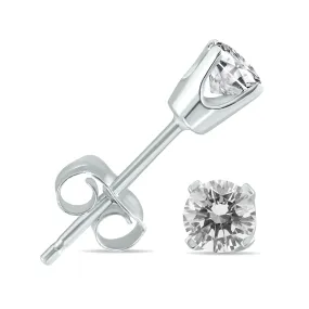 1/2 Carat Tw Round Diamond Stud Earrings In 14K White Gold Setting