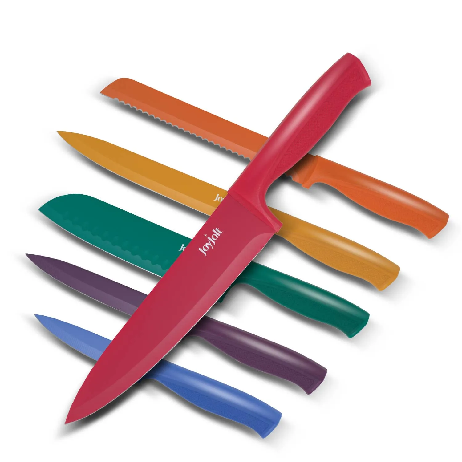 12 pc Rainbow Kitchen Knife Set - 6 Knives & 6 Blade Covers