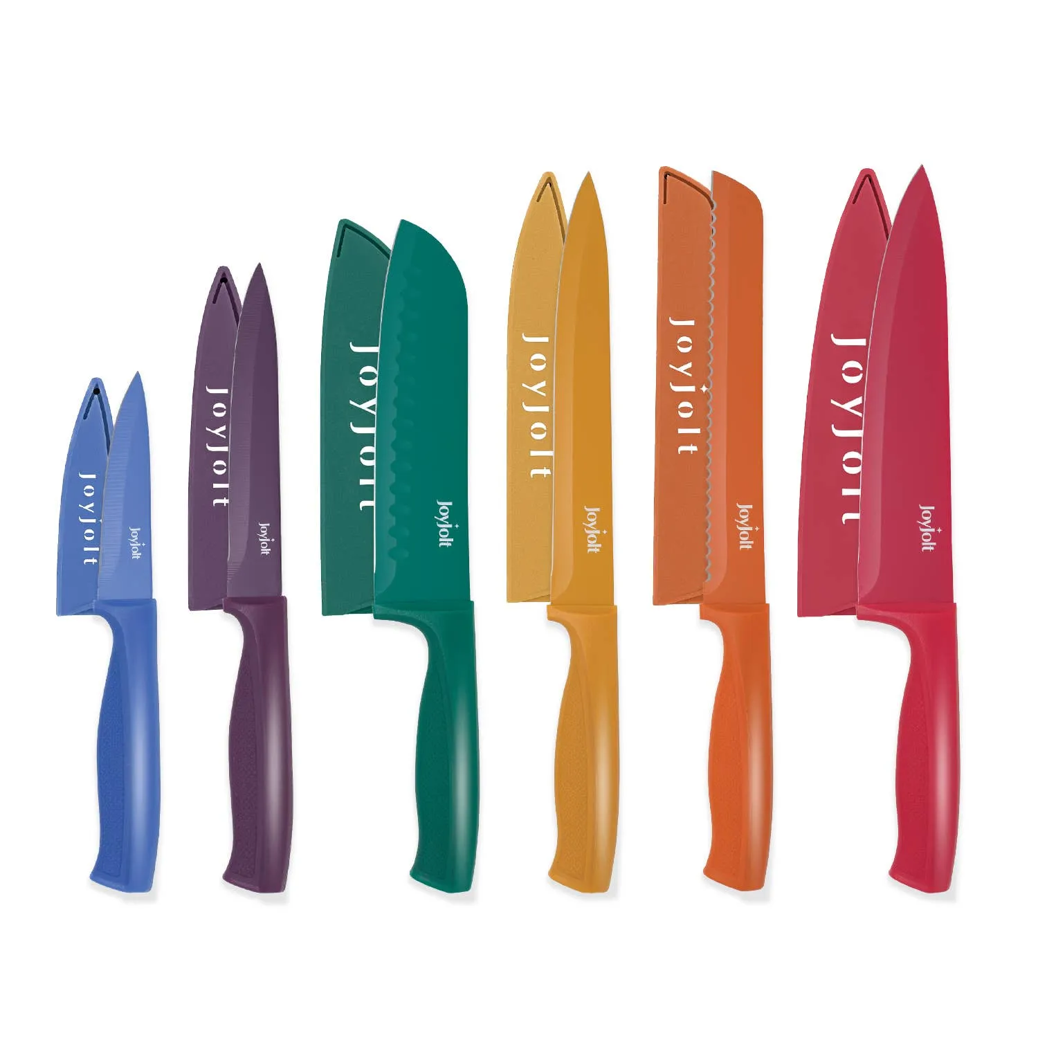 12 pc Rainbow Kitchen Knife Set - 6 Knives & 6 Blade Covers