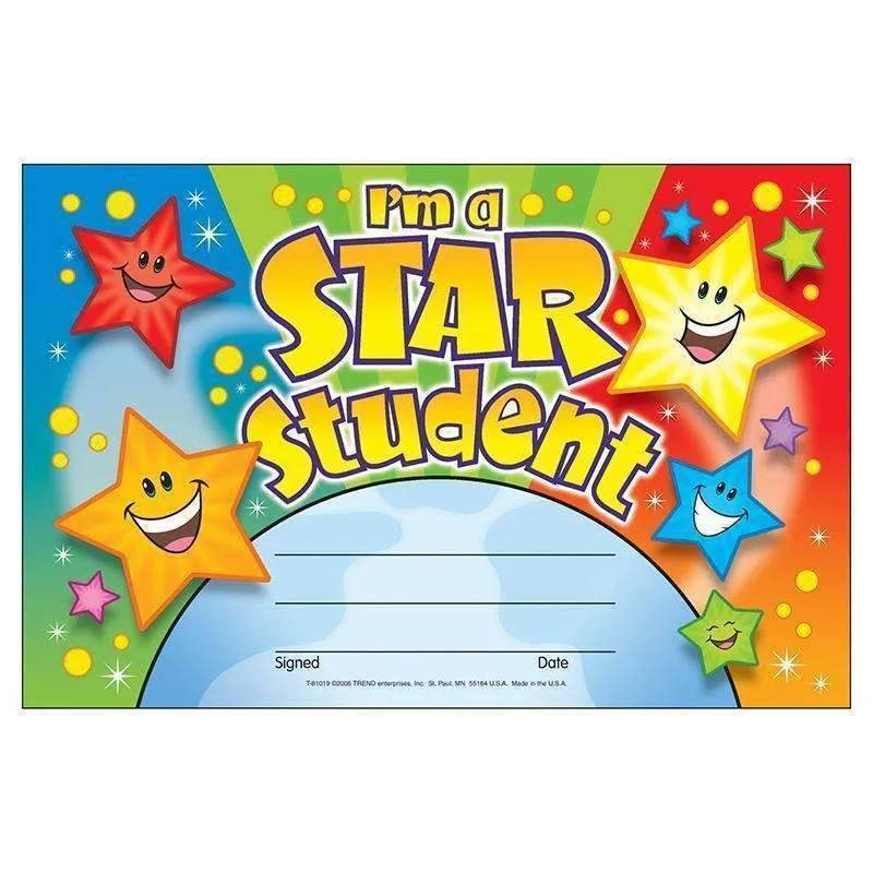 (12 Pk) Awards Im A Star Student