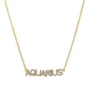 14K Diamond Zodiac Necklace Aquarius - 224944