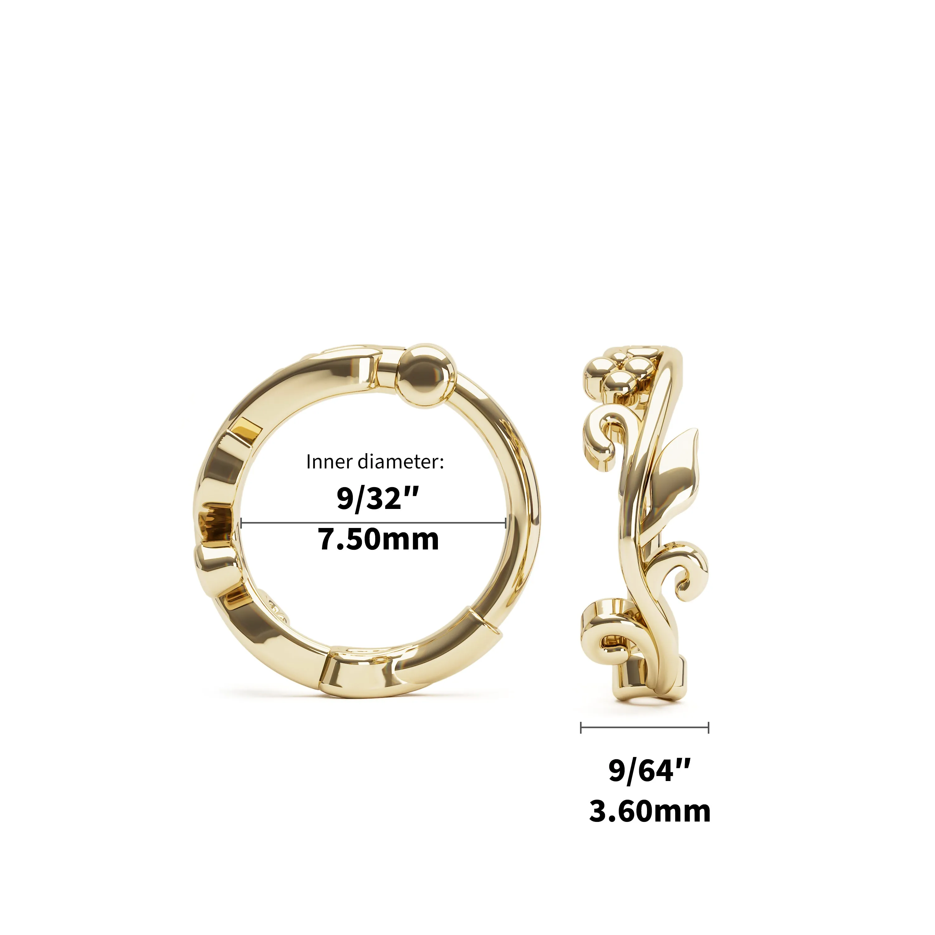 14K Gold Leaf Tragus Clicker Hoop