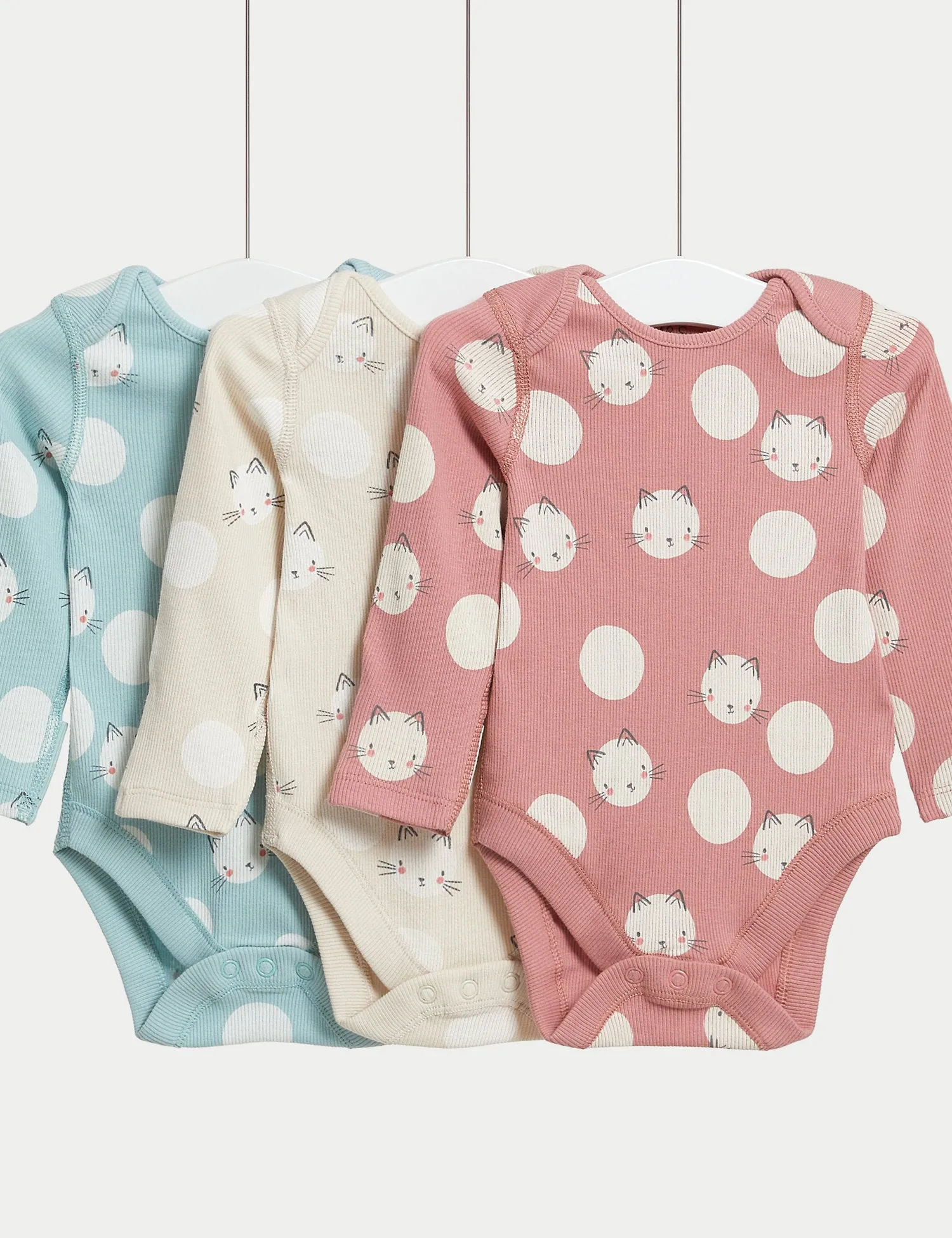 3pk Cotton Rich Cat Spot Bodysuits