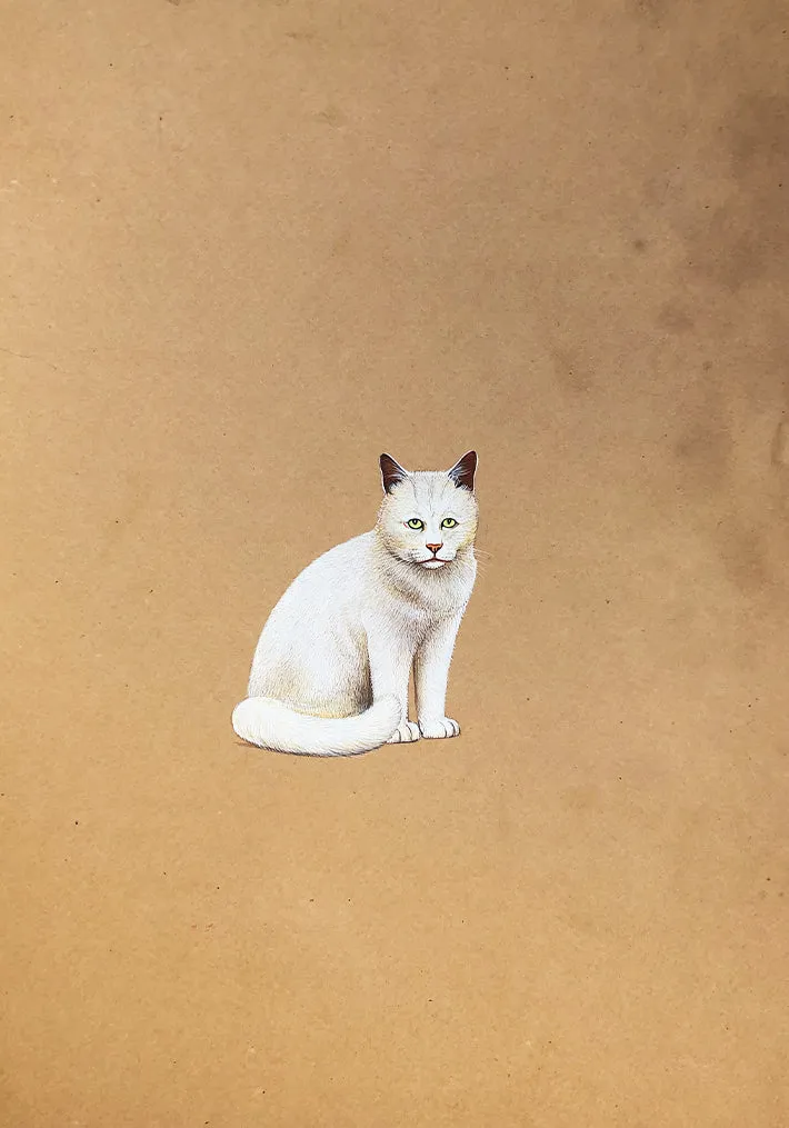 A Cat in Miniature Painting by Mohan Prajapati