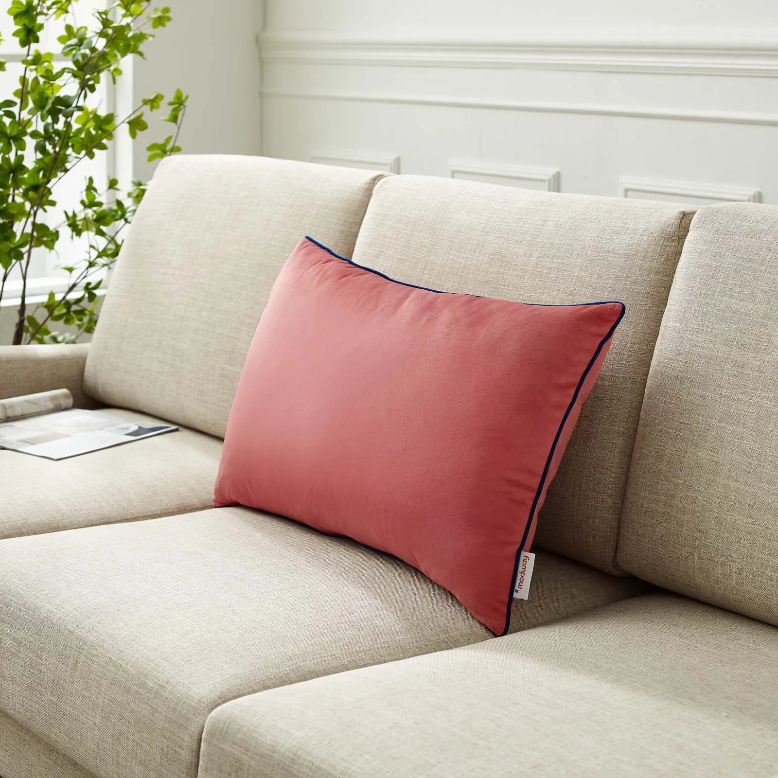 Accentuate 24" Lumbar Performance Velvet Throw Pillow