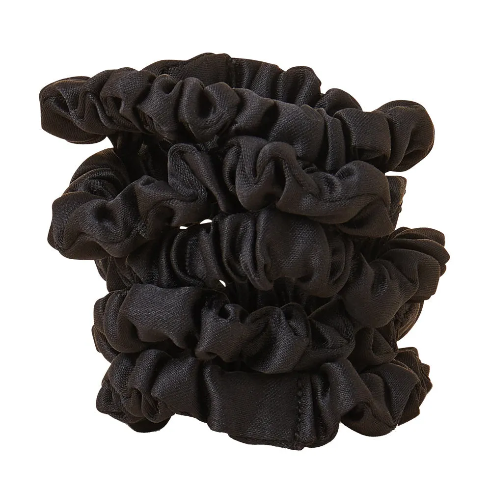 Accessorize London Women's Black 5 Skinny Satin Hair Scrunchie