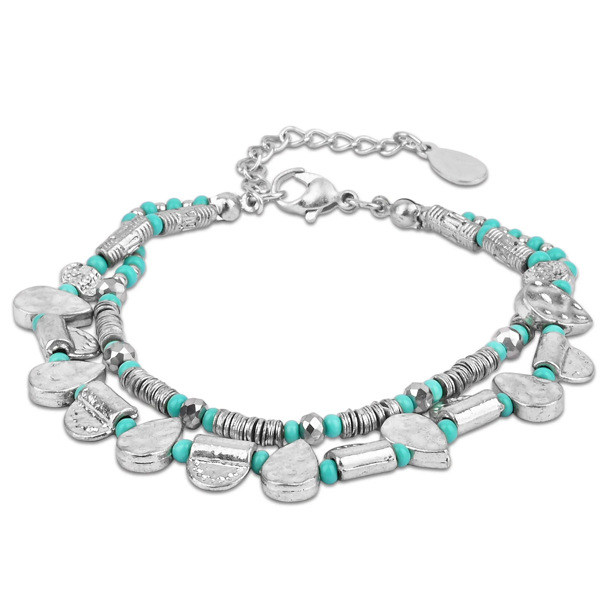 Accessorize London  Women's Turquolse Layered Disc Bracelet