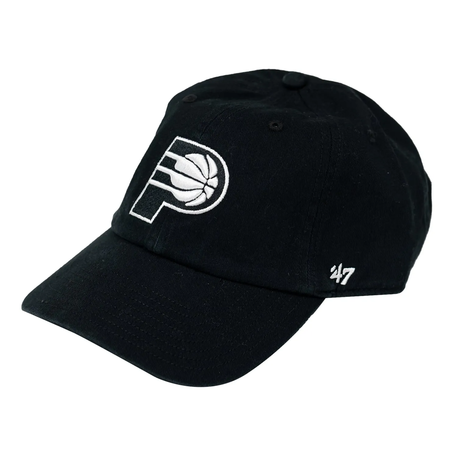 Adult Indiana Pacers Primary Logo Clean Up Hat in Black by 47