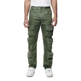 Airbrushed & Heavy Splattered Twill Pants - Vintage Army