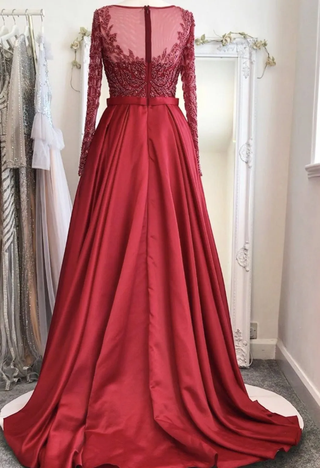 ALIA - Long Sleeves Beaded Evening Gown