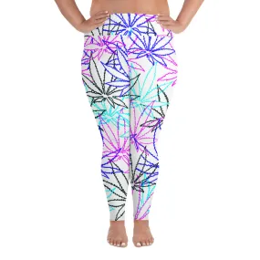 All-Over Print Plus Size Blue Leaf E4SO Leggings