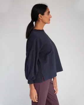 Amelia Organic Cotton Top In Navy