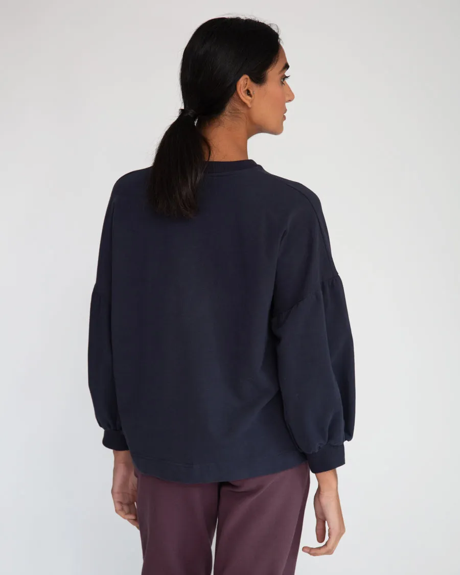 Amelia Organic Cotton Top In Navy