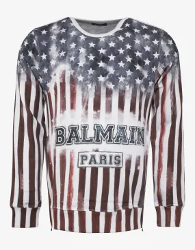 American Flag Print Logo Sweatshirt