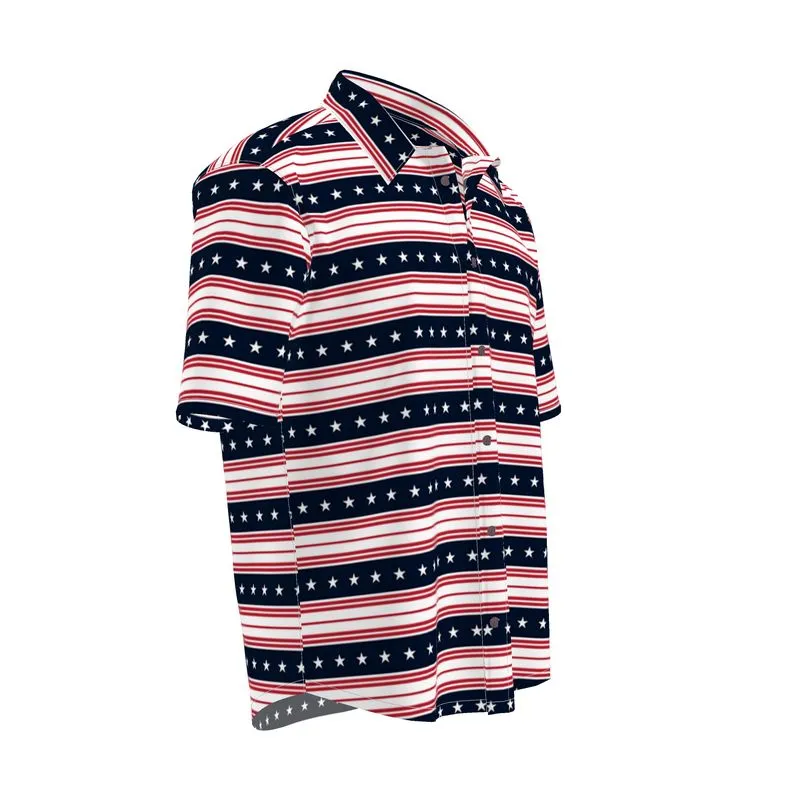 Americana Striped Mens Short Sleeve Shirt