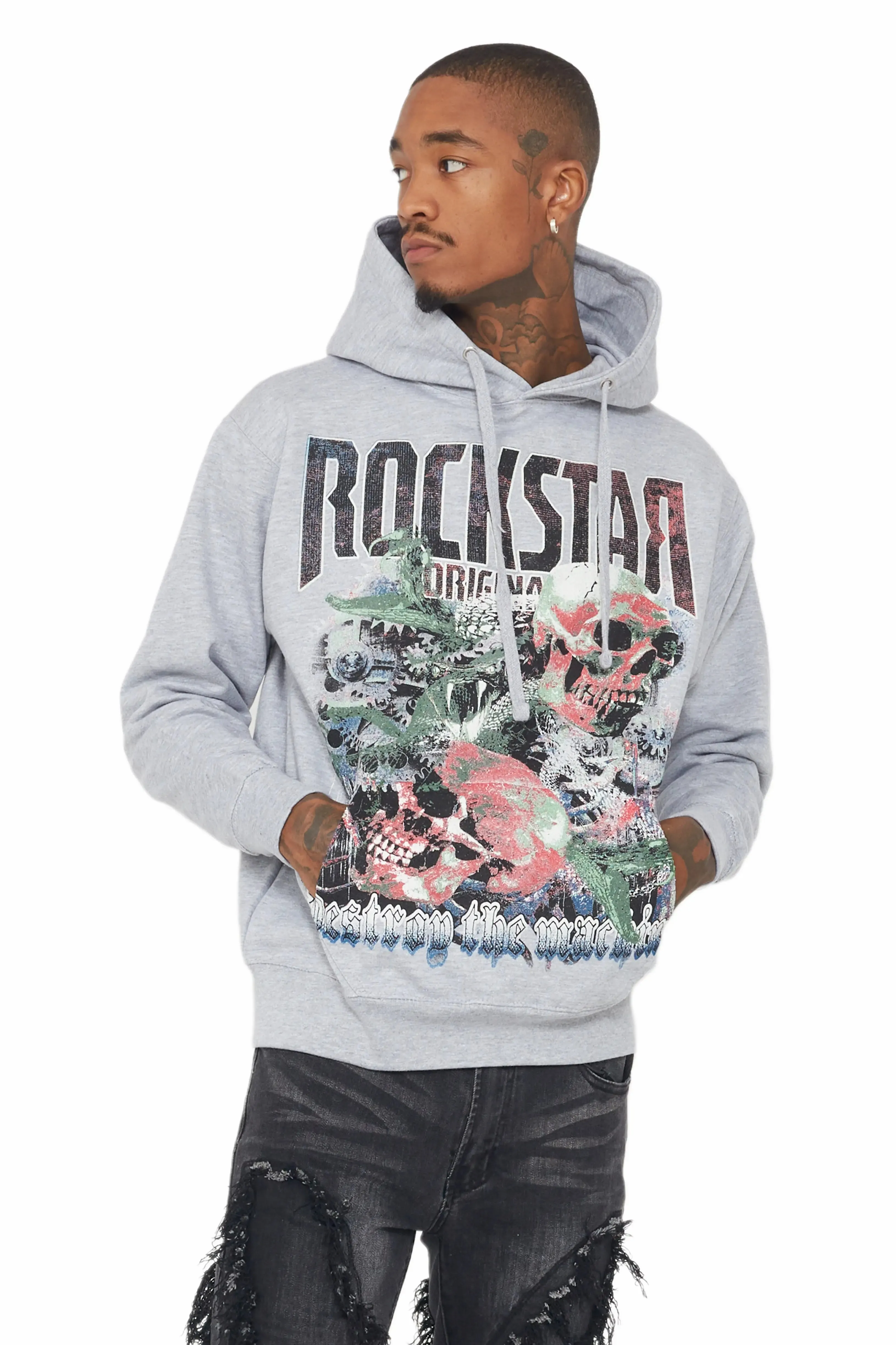 Argent Heather Grey Graphic Hoodie