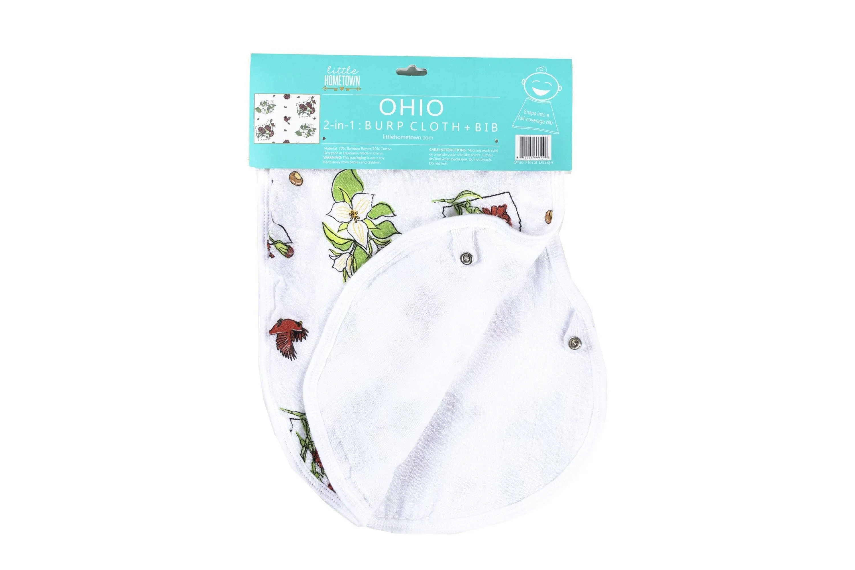 Baby Burp Cloth & Bib Combo Ohio Baby (Floral)