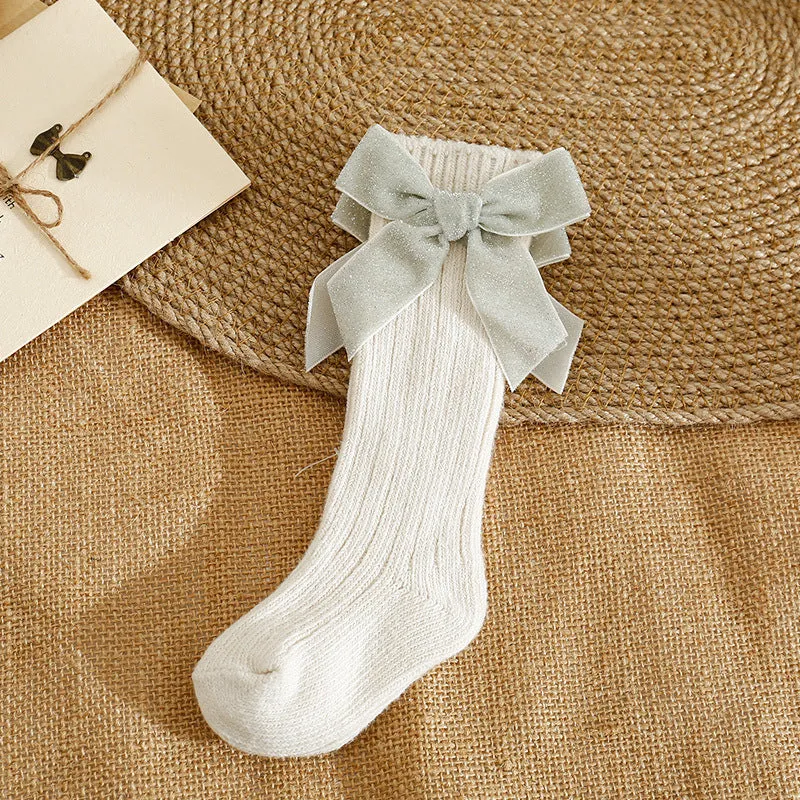 Baby Kid Girls Solid Color Bow Accessories Socks Wholesale 24011147