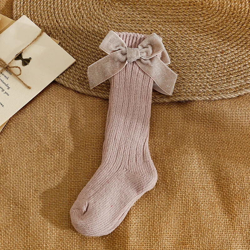 Baby Kid Girls Solid Color Bow Accessories Socks Wholesale 24011147