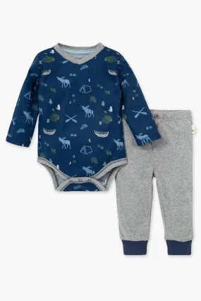 Baby Onesie Burt's Bees Moose Trails Onesie And Pants Set