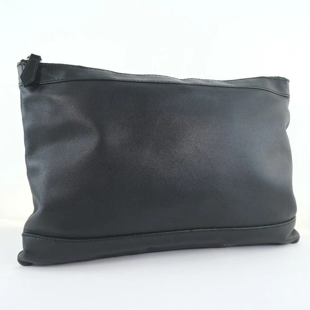 BALENCIAGA business bag 37373 Calfskin black Clutch bag Navy clip M unisex(Unisex) Used Authentic