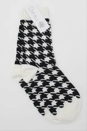 Beau Monochrome Socks Houndstooth