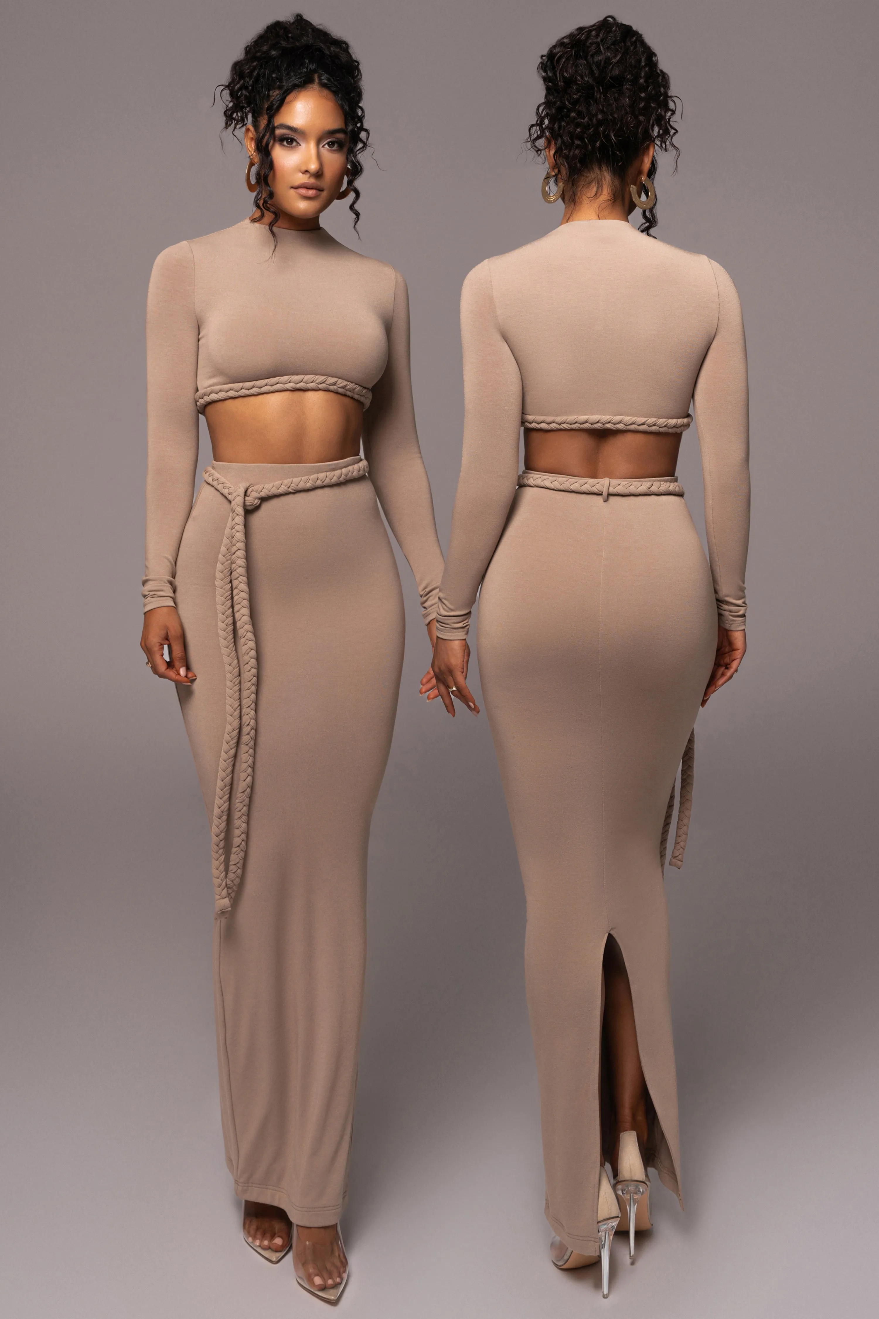 Beige City Love Two-Piece Skirt Set