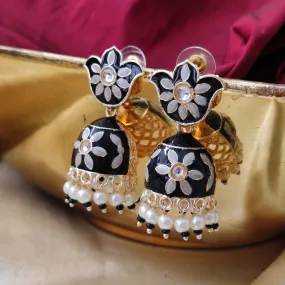 Bhavi Jewels Gold Plated Meenakari Jhumki Earring