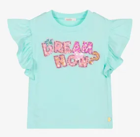 Billieblush Girls Aqua Blue Cotton T-Shirt