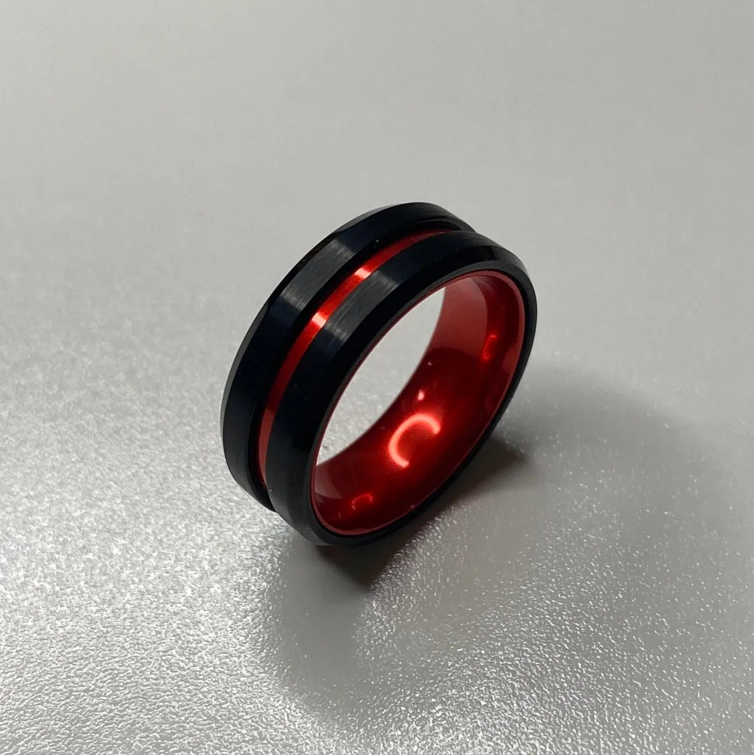 Black & Red Tungsten Band