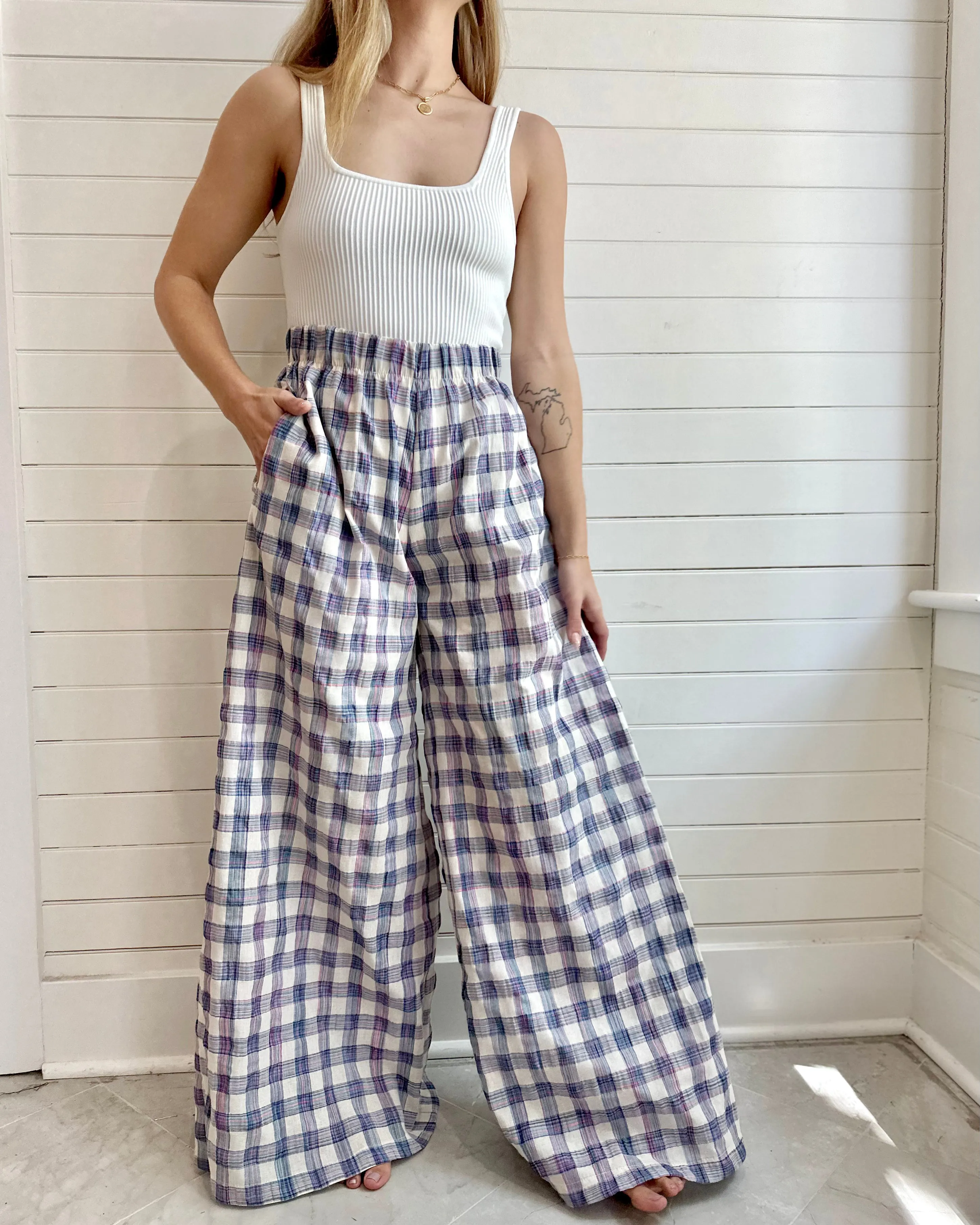 Blank Canvas Trish Pant- Cotton Candy Plaid