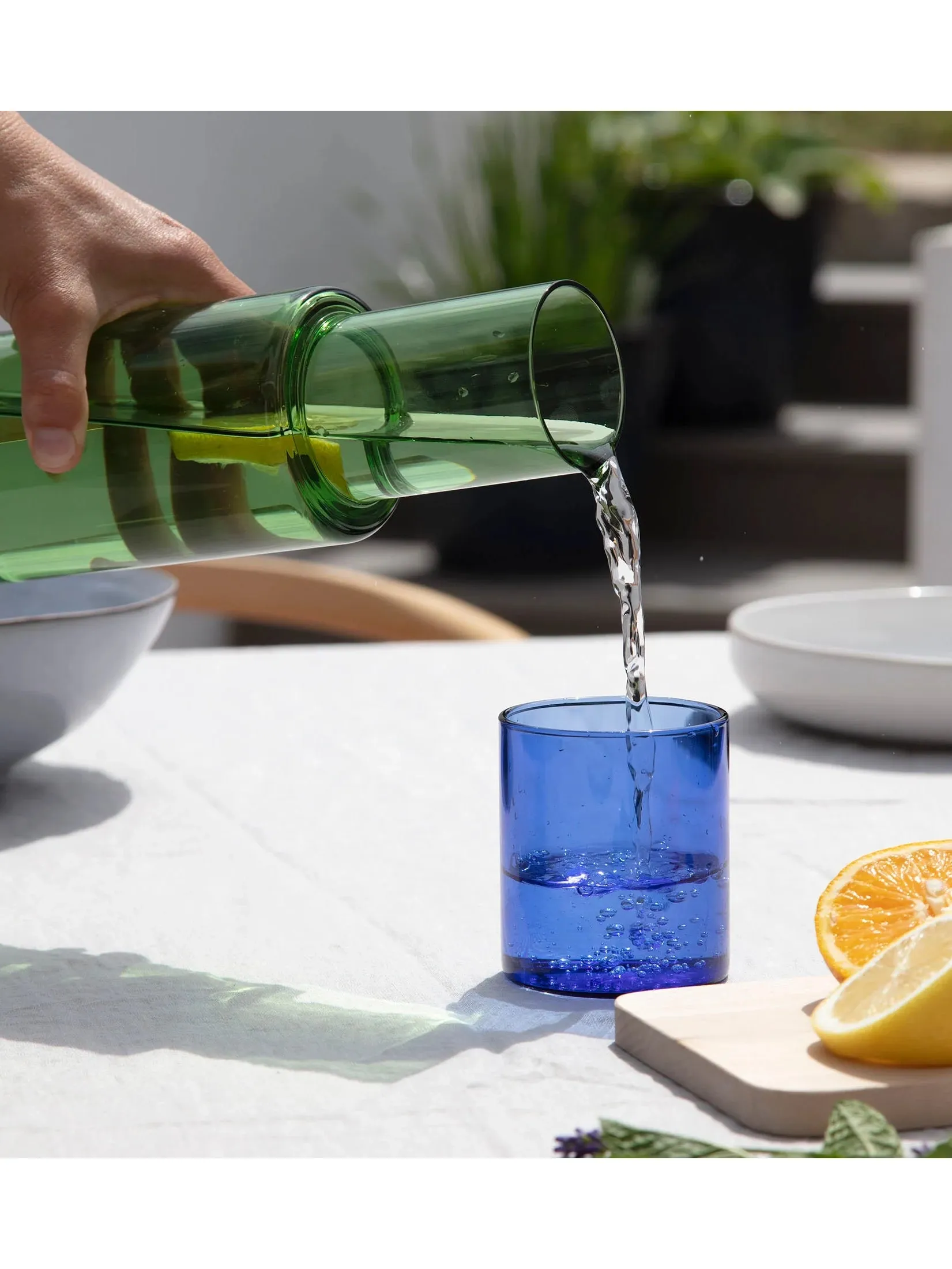 Blue & Green Glass Carafe