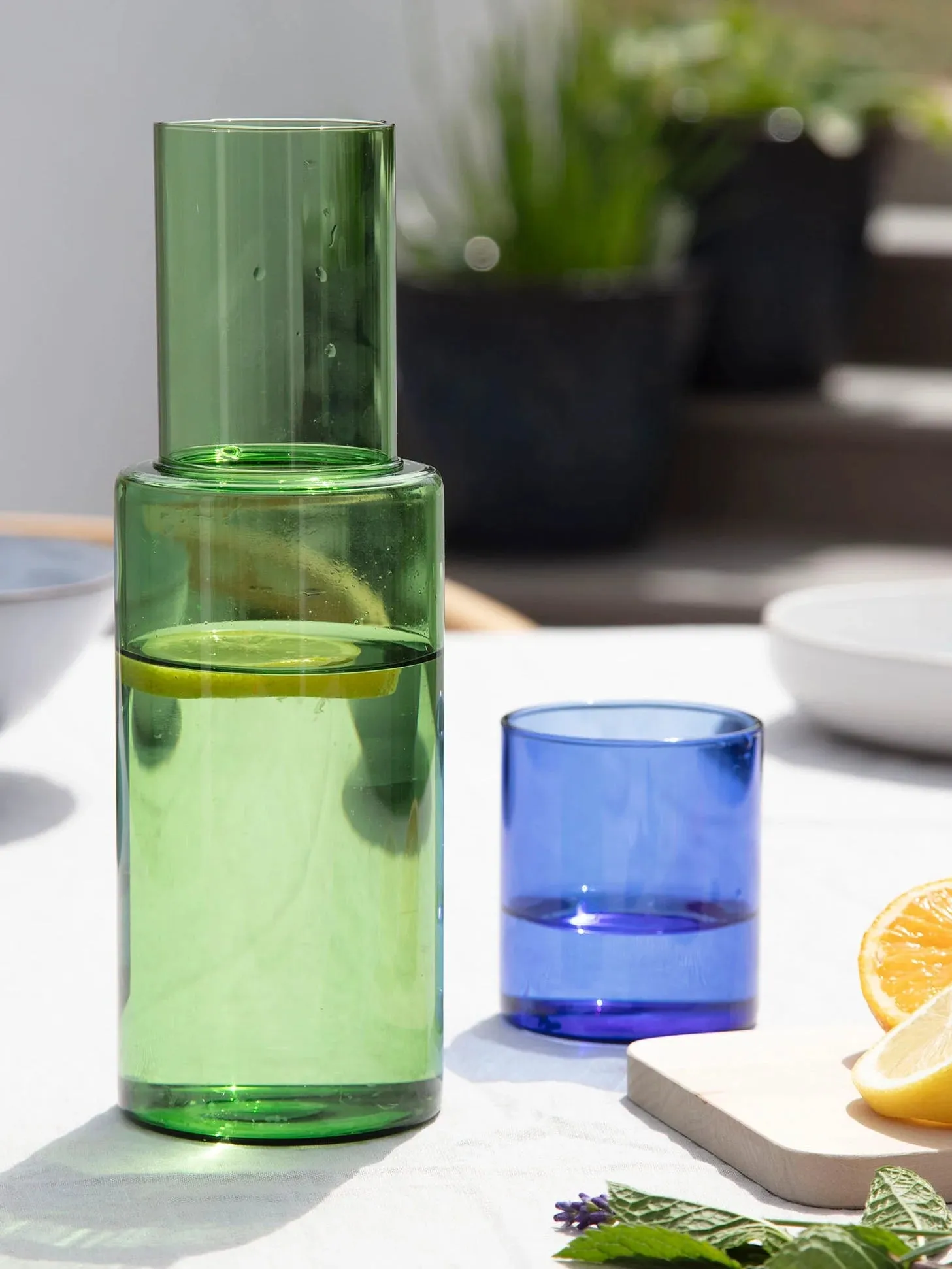 Blue & Green Glass Carafe