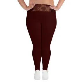 Burgundy Camouflage Plus Size Leggings