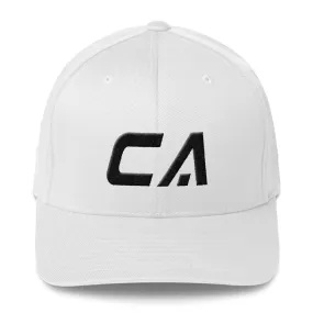 California - Structured Twill Cap - Black Embroidery - CA - Many Hat Color Options Available