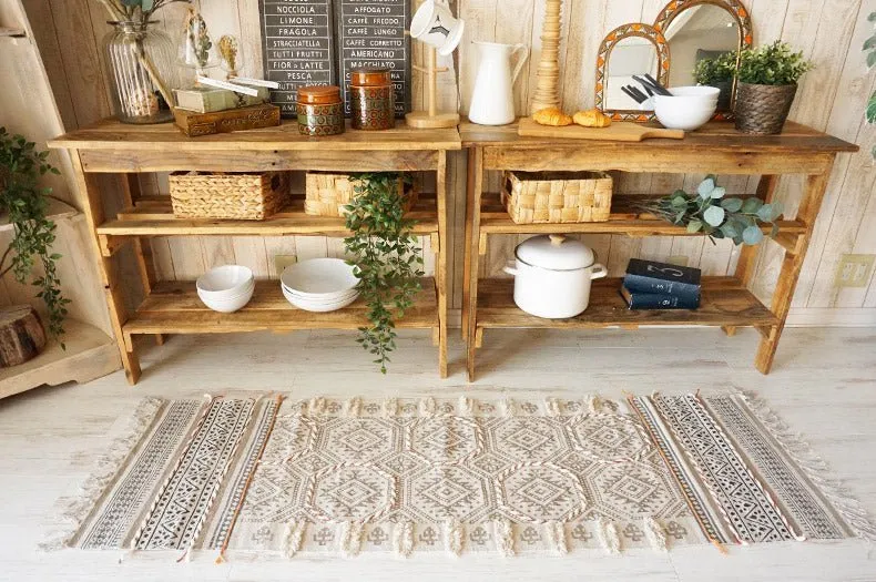 CASTLE - BLOCK PRINTED COTTON FLOOR RUG RUNNER