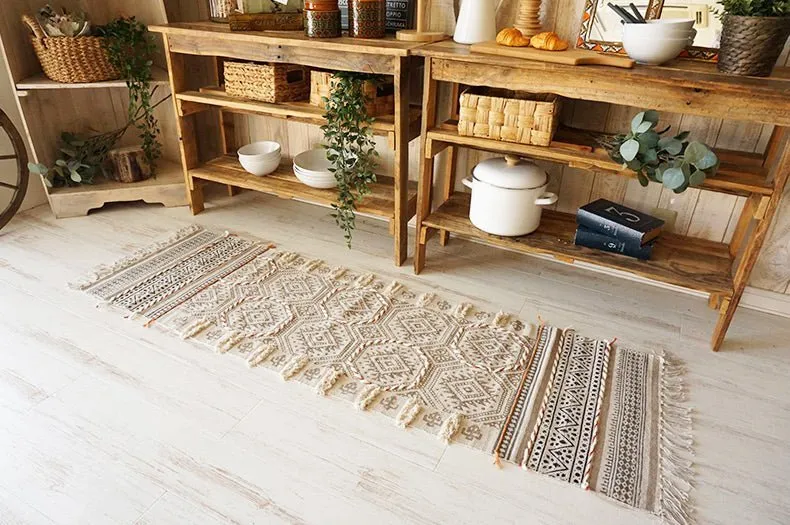 CASTLE - BLOCK PRINTED COTTON FLOOR RUG RUNNER