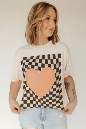 CHECKERED HEART SHORT SLEEVE TEE