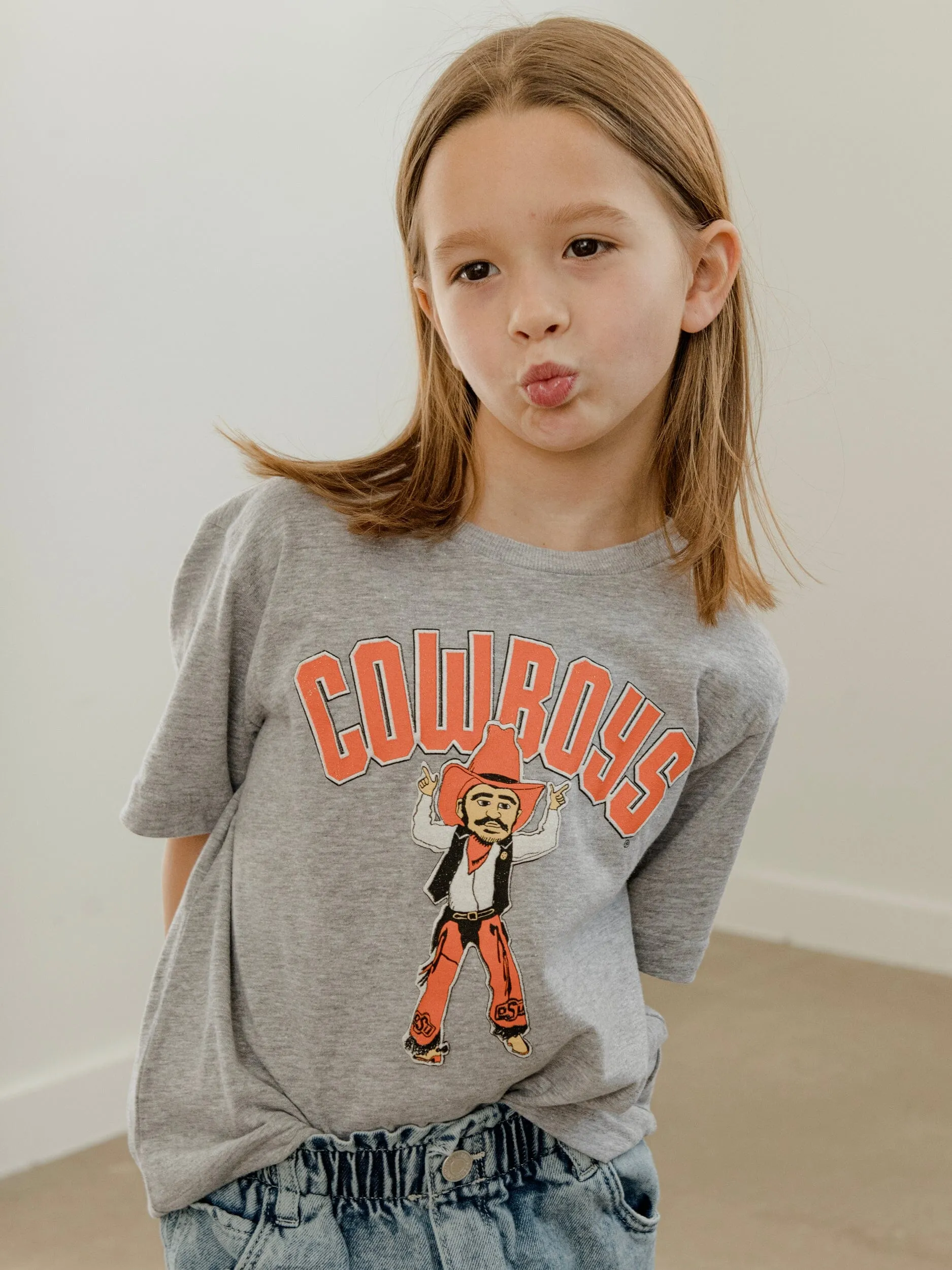 Children's OSU Cartoon Mascot Gray Tee