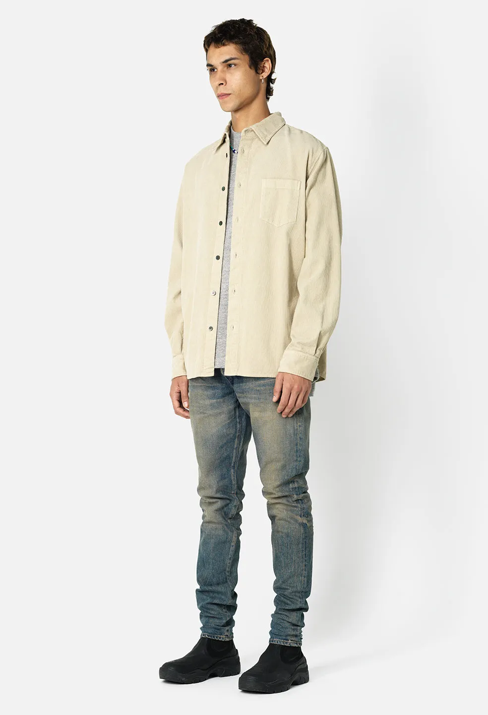 Corduroy Cloak Button Up / Beige