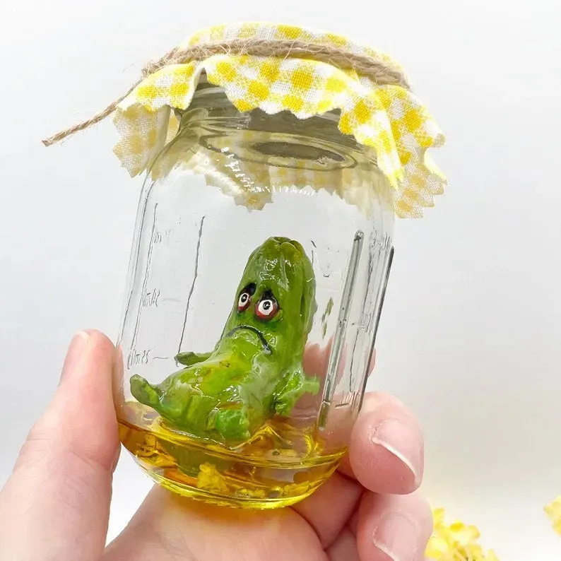 Cranky Pickle Sculpture in Jar