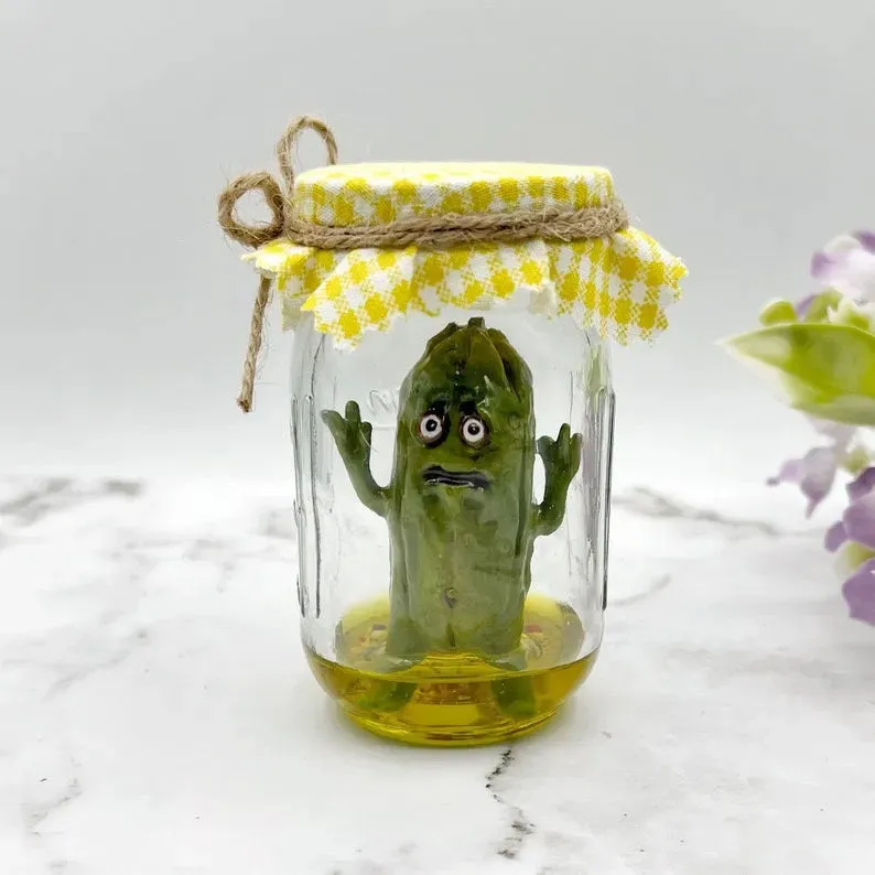 Cranky Pickle Sculpture in Jar