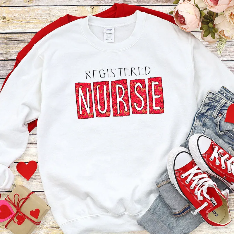 Crewneck Sweatshirt |  Doodle Heart Registered Nurse