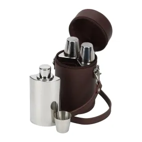 David Nickerson Leather Travel Bar Whisky Set