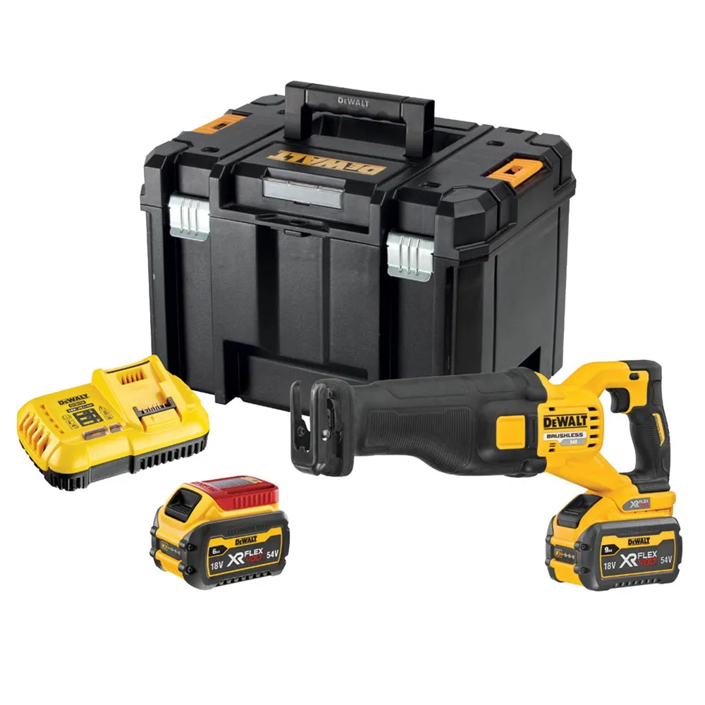 Dewalt DCS389X2 54V FlexVolt Brushless Reciprocating Saw with 2 x 9.0Ah Batteries Charger & Case