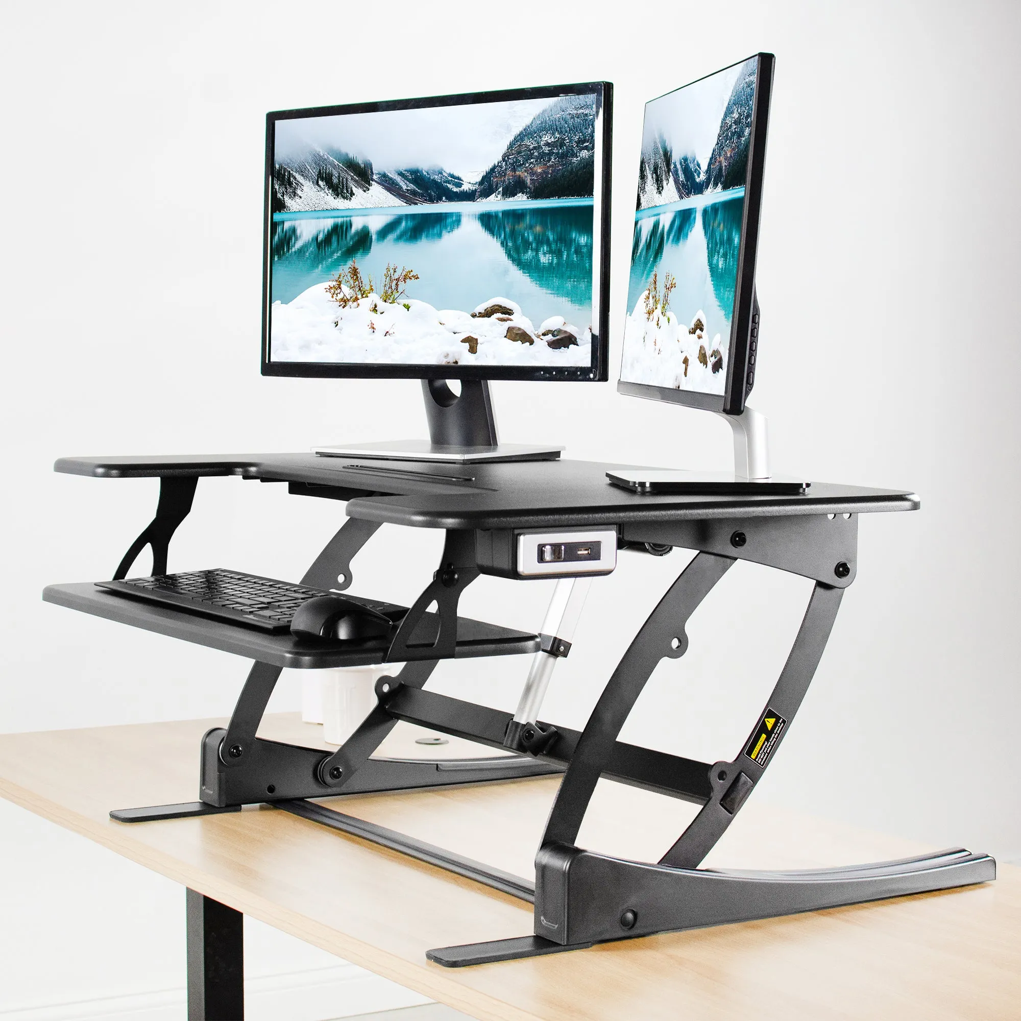 Electric Desk Converter with Adjustable Height & USB Port (36")