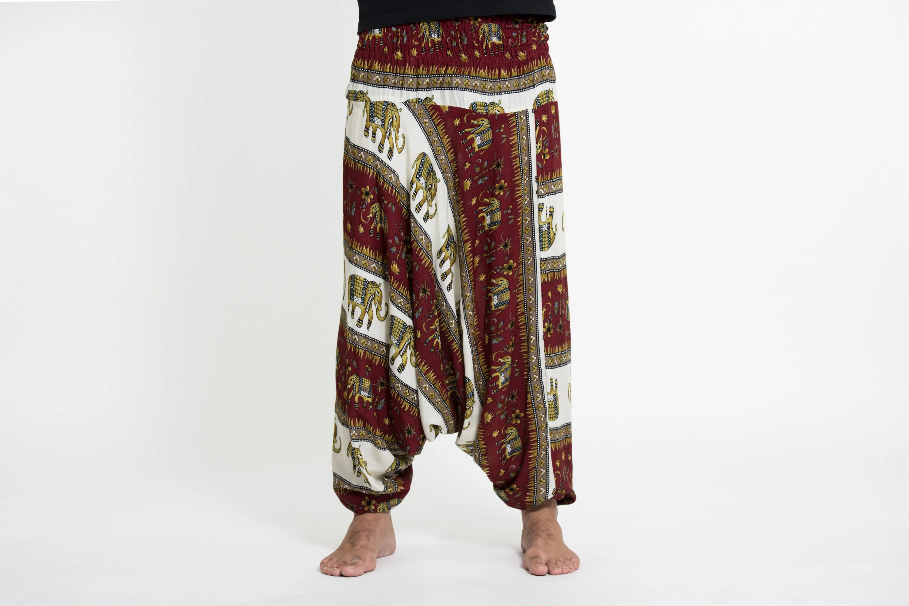 Elephant Bliss Drop Crotch Men's Elephant Pants in Red