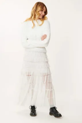 Elka Tiered Mesh Skirt - White