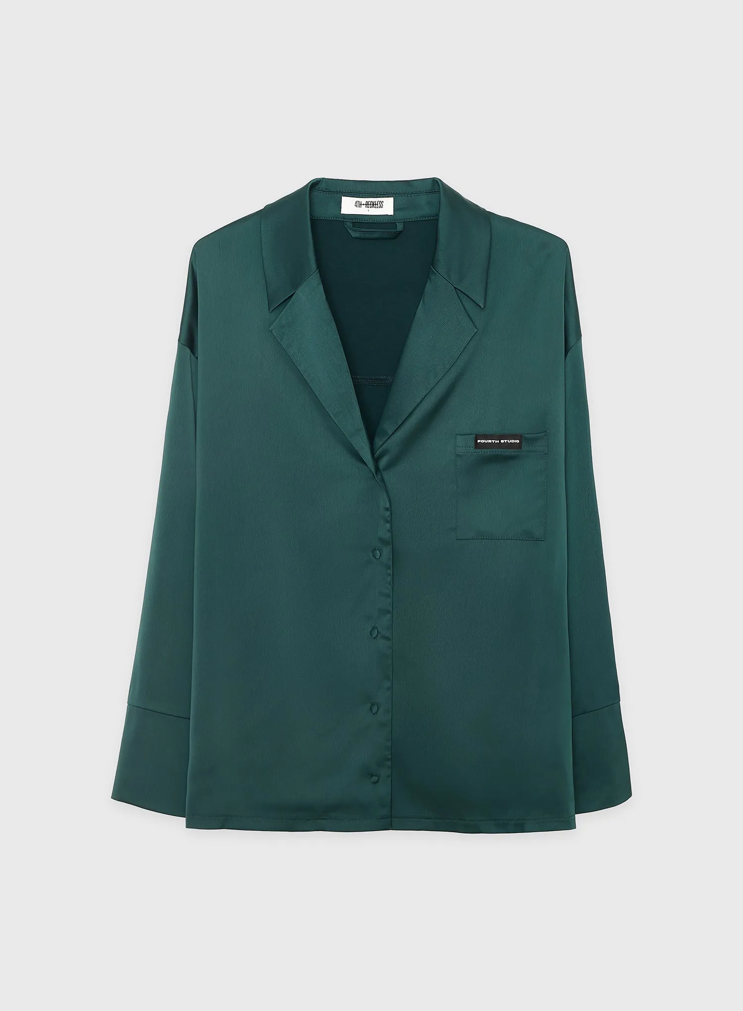 Emerald Green Satin Pyjama Shirt - Aurora