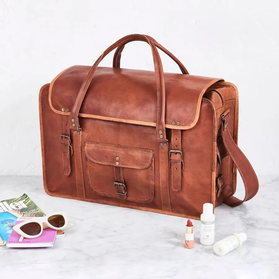 Extra Large Leather Weekend Travel Bag